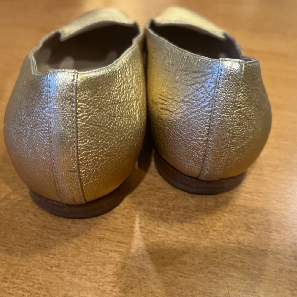 CHANEL Metallic Gold Leather Loafers with CC Logo FINAL SALE!!! NO LOW BALLERS! - Picture 6 of 8